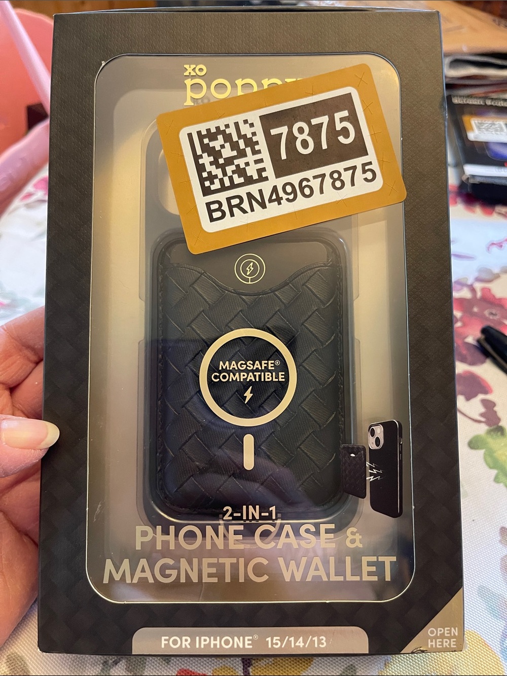 2-in-1 MagSafe Compatible Black Phone Case & Magnetic Wallet for iPhone 15/14/13